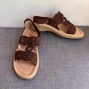 Earth Spirit Sandals Womens Size 9 Brown Leather Boho Comfort Slingback Gelron